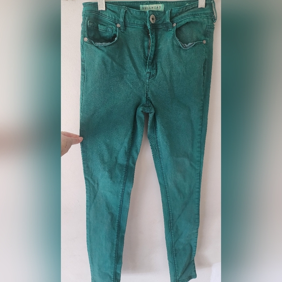 Green Bullhead Denim co Skinny High Rise Jeans! Size 5 on tag - Picture 3 of 4